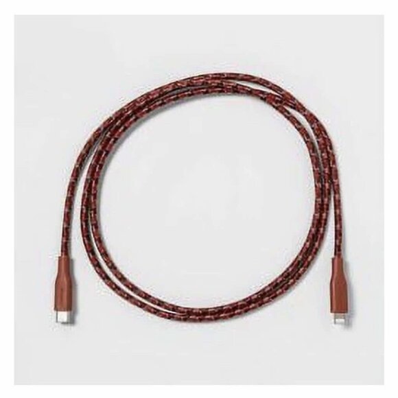 New Red/Black Heyday 6ft. Braided Lightning Charger Cable USB-C DC 5V/3A output - Picture 2 of 5